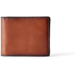 Men's Leather Classic Dark Tan Bifold Wallet 8 Card Slip Pockets Design Style